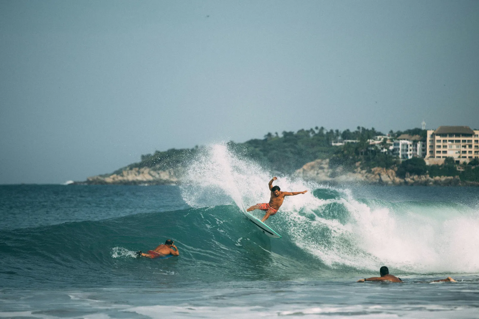 Mexican beach break A-frame with a hollow right and a crisp left.